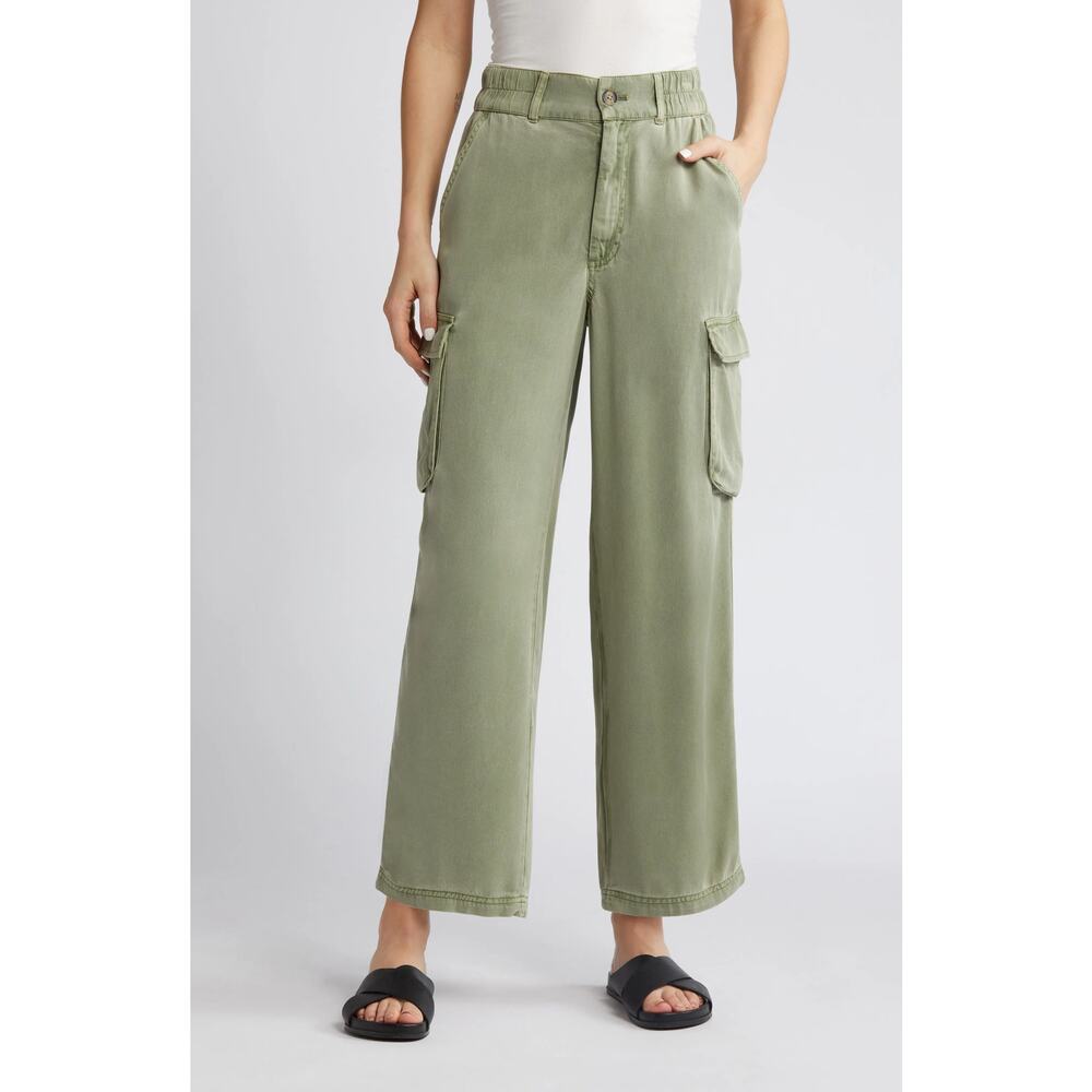Treasure & Bond Straight Leg Tencel Cargo Pants Olive Green Plus Sz 1X